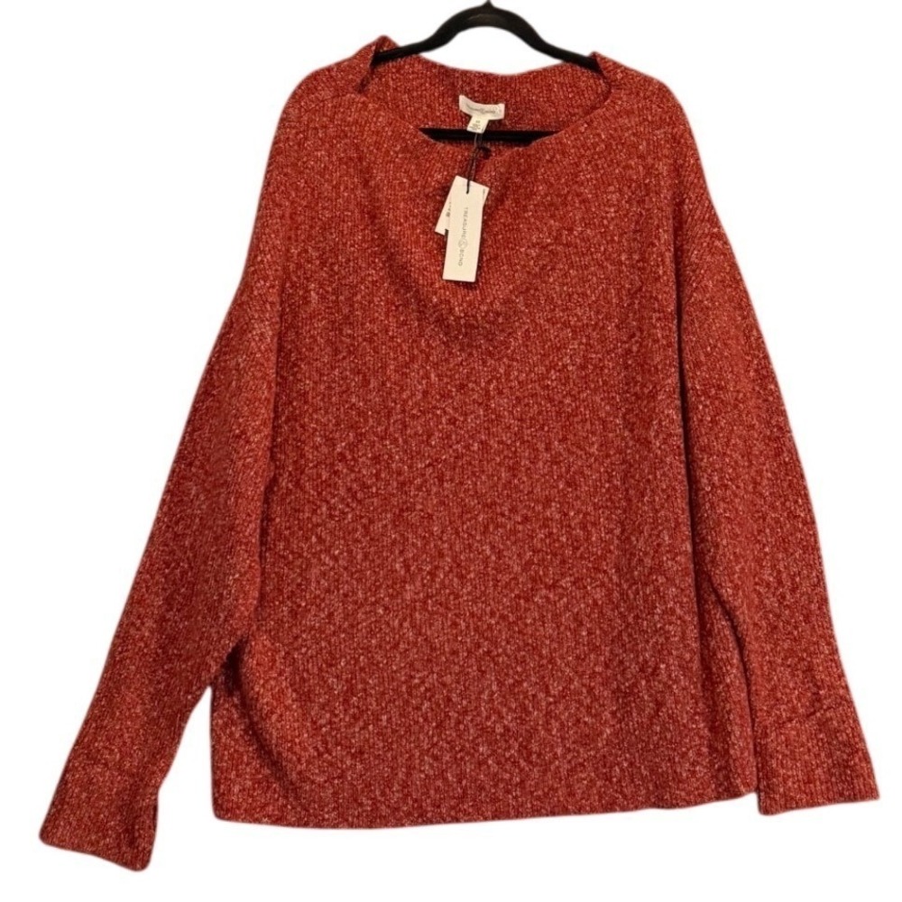 NWT Treasure & Bond Chunky Sweater 2X Red Sun Marled Knit Cozy Pullover Rustic